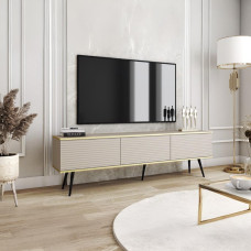Тумба под телевизор Perfect Home Оро/Oro 3-дверная с черными ножками RTV175 MDF Бежевый (PFH-091348)