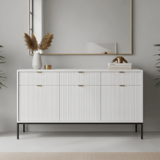 Комод Perfect Home Нова / Nova 3-дверний з 3 шухлядами і чорними ніжками KSZ154 Білий (PFH-091240)