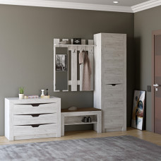 Передпокій Еверест Ліберті 4 (модульний - 5 елементів) шафа-пенал лівий, дуб крафт білий (EVR-2533)