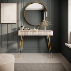 Стіл туалетний Perfect Home Ланте / Lante 1S/100 з 1 шухлядою і золотими ніжками Беж (PFH-091169)