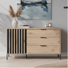 Комод Perfect Home Таллі / Tally 1-дверний з 3 шухлядами 1D3S/138 Дуб артизан/антрацит (PFH-091096)