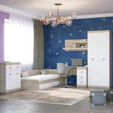 Спальня Детская Эверест Соната Комплект 6 (модульная - 5 элементов) дуб сонома/белый (EVR-2589)