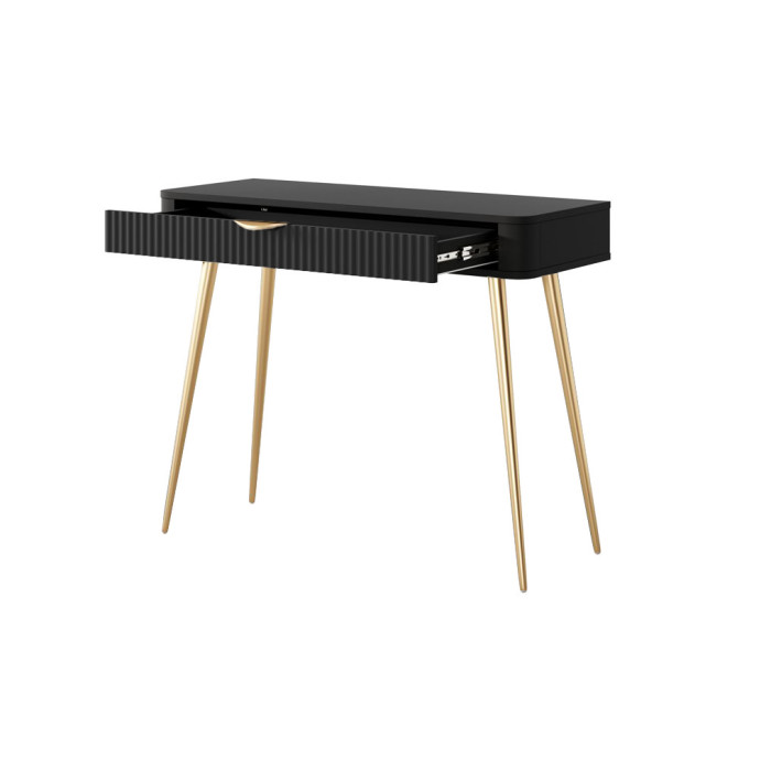 Стіл туалетний Perfect Home Ланте / Lante 1S/100 з 1 шухлядою і золотими ніжками Чорний (PFH-091196)