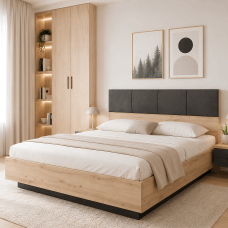 Ліжко (каркас) Perfect Home Таллі / Tally 160 з м'яким ізголів'ям двоспальне Дуб артизан/антрацит (PFH-091099)
