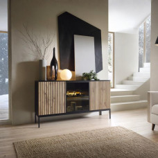 Комод с подсветкой Perfect Home Сенто / Sento K154 3-дверный Черный/дуб вотан (PFH-091488)