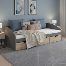 Ліжко односпальне з ящиками Еверест Комфорт 3 193х84х59  см Графіт/Дуб сонома (EVR-073832)