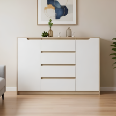 Великий комод для дому Еверест Мікс-3 (телескопи) 140х38х97 дуб сонома/білий (EVR-2005)