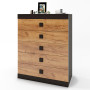Високий комод Еверест на 5 ящиків Соната-2 80х38х101 венге темний/дуб крафт золотий (EVR-2020) - фото 3