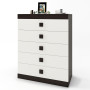 Высокий комод Эверест на 5 ящиков Соната-2 80х38х101 венге темный/белый (EVR-2021) - фото 3