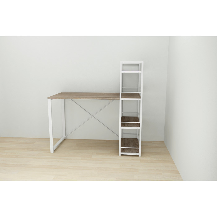 Письмовий стіл Ferrum-decor Серії Конект з етажеркою 75x120x600 білий ДСП Дуб Сонома Трюфель 16мм (FRD-104228)
