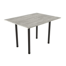 Обеденный стол-трансформер раскладной Берта Ferrum-decor 750x1400x900 Черный металл ДСП Бетон 16 мм (FRD-105184)