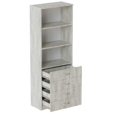 Шкаф Анжело Ferrum-decor на 3 полки с 4 ящика 1900x700x380 ДСП Бетон 16 мм (FRD-105024)