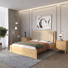 Полуторная деревянная кровать Mebigrand Торонто Т1 Орех светлый/Аляска 23 (бежевый) 120х190 см (MBG-7269)