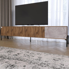 Тумба під телевізор на чорних металевих ніжках LION Грей Дуб Ліворно/Камінь (LION-042552)