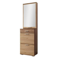 Тумба для обуви с зеркалом Сокме Вива 206х60х37 Дуб крафт табако/Дуб крафт золотой (SKM-081086)