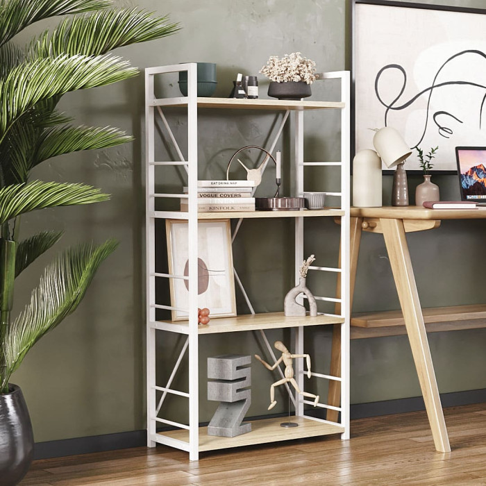 Етажерка 4/60 Ferrum-decor Серії Конект 120x60x28 білий ДСП Дуб Сонома 16мм (FRD-104245)