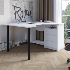 Геймерский компьютерный стол LION Буст угловой с ящиками Нимфея Альба (белый) (LION-041459)