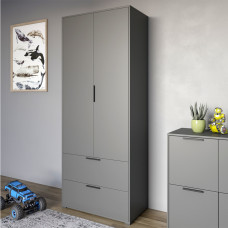 Шкаф распашной двухдверный LION Краш с 2 ящиками Антрацит (LION-044001)