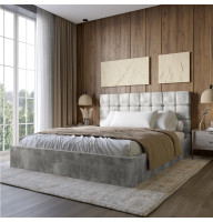 Двуспальная деревянная кровать с мягким изголовьем LION Пикси Silk 101 (Бежевый) 160х200 см (LION-041647)