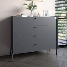 Комод із 4 шухлядами LION Wood з чорними ніжками 100х90х45 см Антрацит (LION-042972)