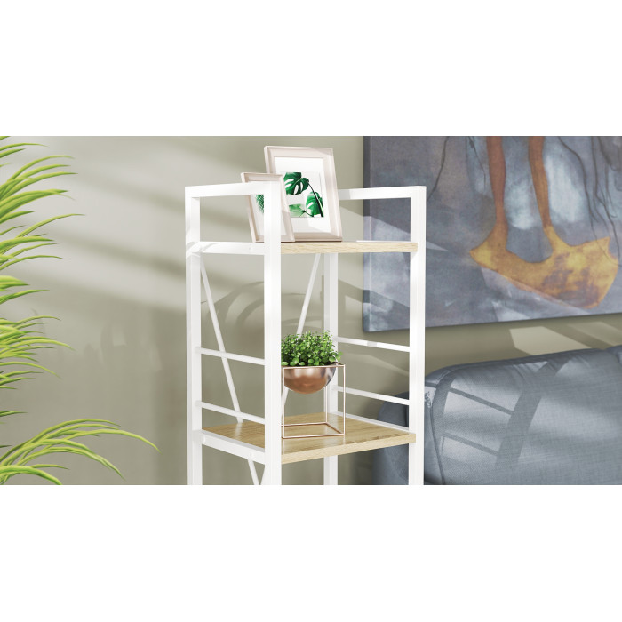 Етажерка 4/34 Ferrum-decor Серії Конект 120x34x28 білий ДСП Дуб Сонома 16мм (FRD-104280)