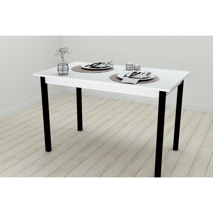 Стіл кухонний Ferrum-decor Маріо 75x120x70 Чорний ДСП Біле 16мм (FRD-106195)