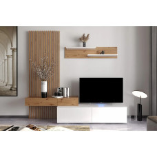 Модульная стенка для гостиной Гербор Ребека Дуб артизан/Нимфея альба (белый) (GRB-1919)