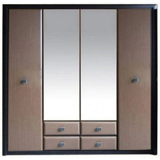 Шафа в спальню з дзеркалом Гербор Коен МДФ SZF4D2S Венге магія/Штрокс темний (GRB-1423)