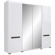 Шкаф распашной с зеркалом ВМК (БРВ) Амелия SZF2D2L/21/22 N Белый/Белый глянец (BRW-1656)