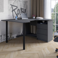 Геймерський комп'ютерний стіл LION Буст правосторонній кутовий з шухлядами Антрацит (LION-041449) ТОП