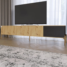 Тумба під телевізор на золотих металевих ніжках LION Грей Дуб Артизан/Асфальт (LION-042492)