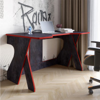 Стіл геймерський LION Крід для комп'ютера та ноутбука 130х80х74,5 Бетон темний/Червоний (LION-041731)