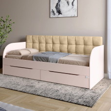 Дитяче односпальне ліжко LION Л-7 з шухлядами та ламелями Лілі-02 (бежевий) 90x200 см Самоа димчастий (LION-045109)