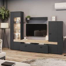 Вітальня Сокме Соренто (модульна - 4 елементи) Антрацит матовий/Дуб сонома (SKM-081013)