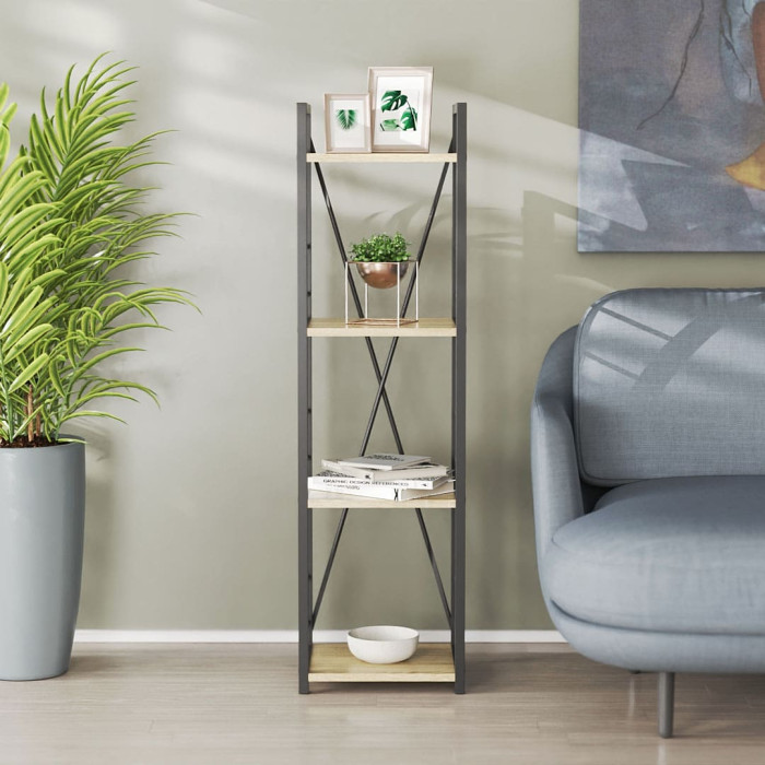 Етажерка 4/34 Ferrum-decor Серії Конект 120x34x28 чорний ДСП Дуб Сонома 16мм (FRD-104274)