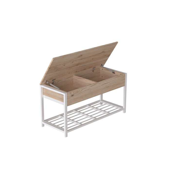 Банкетка с ящиком Ferrum-decor Дрейк 1 550x1000x400 металл Белый ДСП Дуб Сан-Марино 16 мм (FRD-103053)