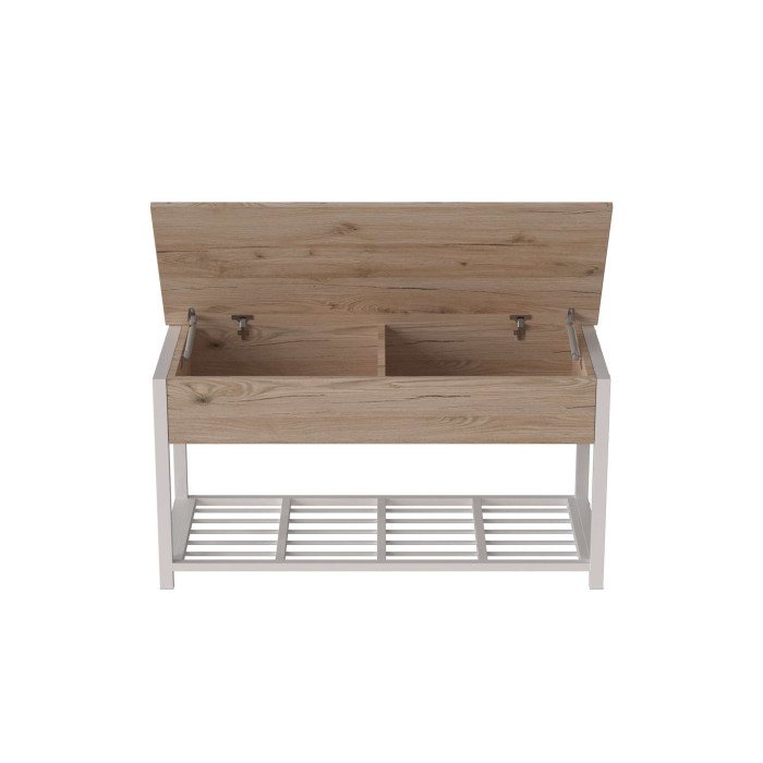 Банкетка с ящиком Ferrum-decor Дрейк 1 550x1000x400 металл Белый ДСП Дуб Сан-Марино 16 мм (FRD-103053)