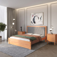 Двоспальне дерев'яне ліжко Mebigrand Торонто Т6 Яблуня/Аляска 93 (сірий) 140х190 см (MBG-9630)