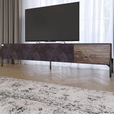 Тумба під телевізор на чорних металевих ніжках LION Грей Бетон темний/Дерево (LION-042519)