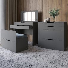 Трюмо із дзеркалом нішею під сидінням та шухлядою LION Азія Антрацит (LION-041662) ТОП