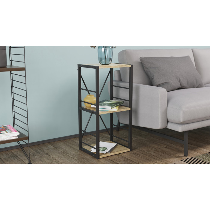 Етажерка 3/34 Ferrum-decor Серії Конект 73x34x28 чорний ДСП Дуб Сонома 16мм (FRD-104292)