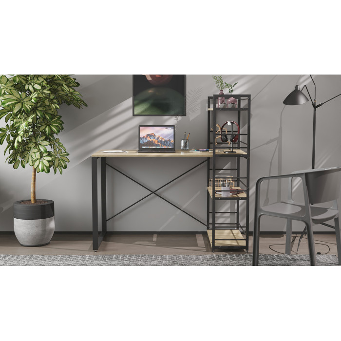 Письмовий стіл Ferrum-decor Серії Конект з етажеркою 75x120x600 чорний ДСП Дуб Сонома 16мм (FRD-104222)