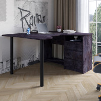 Геймерський комп'ютерний стіл LION Буст кутовий з шухлядами Бетон темний (LION-041451)