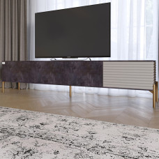 Тумба під телевізор на золотих металевих ніжках LION Грей Бетон темний/Кашемір (LION-042593)