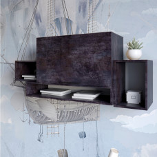 Полиця LION Краш з одним закритим відсіком Бетон темний (LION-044045)