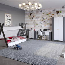 Гарнітур для дитячої спальної кімнати 5 елементів LION Інді Німфея Альба (білий)/Антрацит (LION-041626)