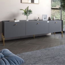 Тумба под телевизор на 3 ящика LION Wood с золотыми ножками 180x40x50 см Антрацит (LION-042987)