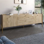 Тумба под телевизор с ящиками LION Wood с золотыми ножками 160x40x65 см Дуб Аппалачи (LION-043112) - фото 1