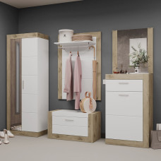 Прихожая Сокме Палермо (модульная, 5 элементов) Белый матовый/Белый/Дуб викинг (SKM-081122)