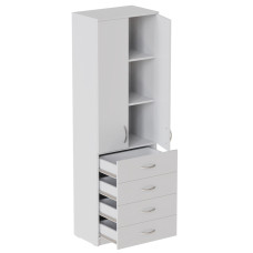 Шкаф Анжело Ferrum-decor на 3 полок с 2 дверями и 4 ящика 1900x600x380 ДСП Белое 16 мм (FRD-104989)